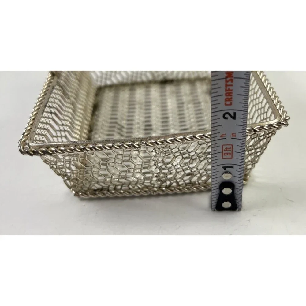 Ornate Silver-toned Colored Wire Basket With Handle